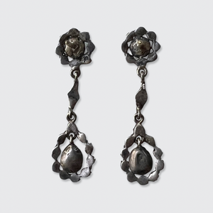 Silver Rose-Cut Diamond Drop Earrings
