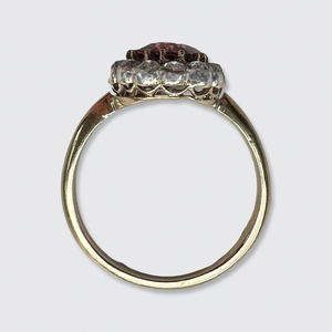 Victorian Pink Tourmaline & Diamond Cluster Ring