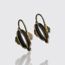 Load image into Gallery viewer, 19th Century Gold &amp; Onyx Earrings, Vatican Workshop