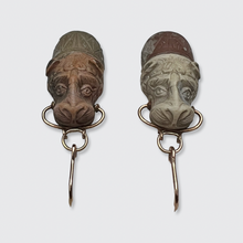 Load image into Gallery viewer, Carved Lava Stone Lion Earrings