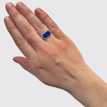 Load image into Gallery viewer, Vintage Hexagonal Lapis Lazuli &amp; Diamond Ring