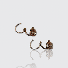 Load image into Gallery viewer, Antique Petite 18k Rose Gold &amp; Diamond Dormeuse Earrings