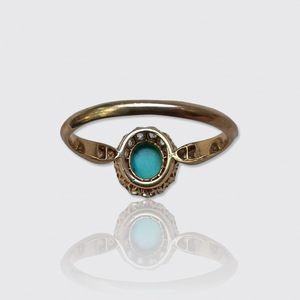 Antique Swedish Turquoise & Diamond Cluster Ring, 1905