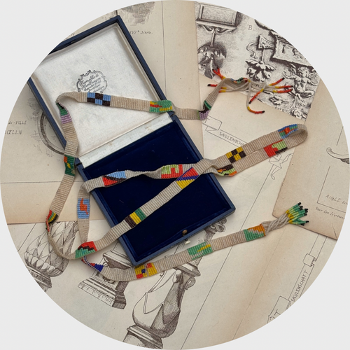 Art Deco Beaded Flag Flapper Necklace