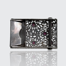 Load image into Gallery viewer, Antique Gold, Silver &amp; Ruby Belt Buckle, 'CM' Monogram