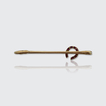Load image into Gallery viewer, Art Deco Ruby Horseshoe Safety Pin Brooch