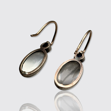 Load image into Gallery viewer, Antique Moonstone and Sapphire Drop Earrings