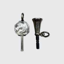 Load image into Gallery viewer, Two Silver Watch Key Pendants, including a Wilhelmina Key