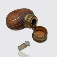 Load image into Gallery viewer, Antique Heart-Shaped Leather Lined Perfume Bottle