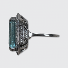 Load image into Gallery viewer, Vintage Aquamarine &amp; Diamond Cocktail Ring
