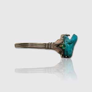 Egyptian Revival Faience Frog Amulet Ring