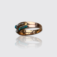 Load image into Gallery viewer, Victorian era Turquoise &amp; Pearl Crossover Ring