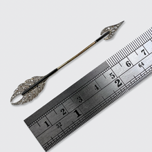 Load image into Gallery viewer, Art Deco Onyx &amp; Diamond Arrow Jabot Pin