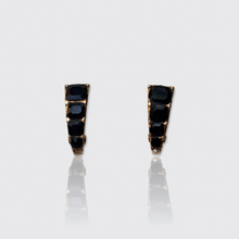 Load image into Gallery viewer, Victorian Onyx 'Huggie' Hoop Earrings