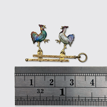 Load image into Gallery viewer, 19th Century Enameled Fighting Roosters Novelty Pendant