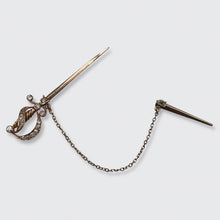 Load image into Gallery viewer, Rose Gold &amp; Diamond Sword Jabot Pin