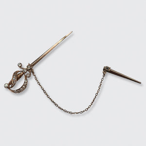 Rose Gold & Diamond Sword Jabot Pin