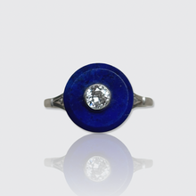 Load image into Gallery viewer, Art Deco Platinum, Lapis Lazuli &amp; Diamond Target Ring
