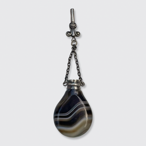 Banded Agate & Silver Perfume Flask