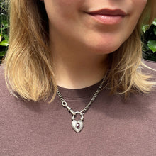 Load image into Gallery viewer, Victorian Silver Watch Chain and Heart Padlock
