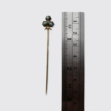 Load image into Gallery viewer, Antique Chrysoberyl &amp; Diamond Clover Stickpin