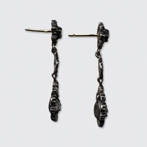 Silver Rose-Cut Diamond Drop Earrings