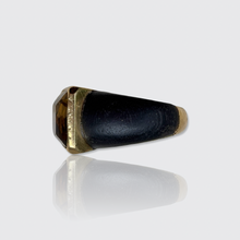 Load image into Gallery viewer, Vintage Citrine, Wood &amp; Gold Statement Ring
