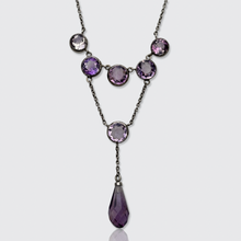 Load image into Gallery viewer, Edwardian Silver Amethyst Lavalier Drop Necklace