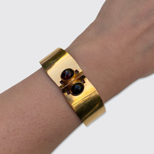 Load image into Gallery viewer, Retro 18k Gold &amp; Garnet Hinged Cuff Bangle