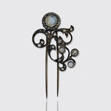 Load image into Gallery viewer, Vintage Silver Moonstone &amp; Diamond Fur Clip Brooch