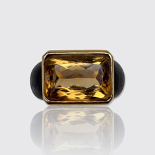 Load image into Gallery viewer, Vintage Citrine, Wood &amp; Gold Statement Ring