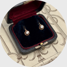 Load image into Gallery viewer, Antique Petite 18k Rose Gold &amp; Diamond Dormeuse Earrings