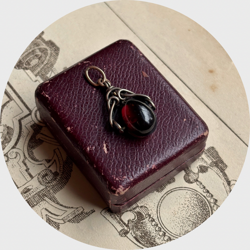 Edwardian Gold & Silver Garnet Drop Pendant