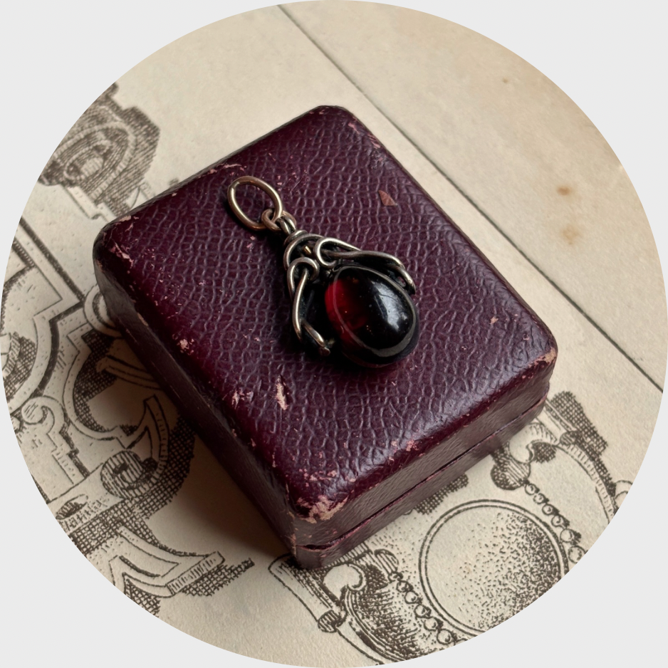 Edwardian Gold & Silver Garnet Drop Pendant