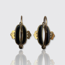 Load image into Gallery viewer, 19th Century Gold &amp; Onyx Earrings, Vatican Workshop