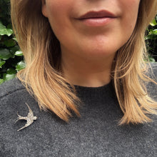 Load image into Gallery viewer, 19th Century Rose-Cut Diamond Soaring Swallow Brooch