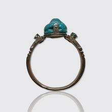 Load image into Gallery viewer, Egyptian Revival Faience Frog Amulet Ring