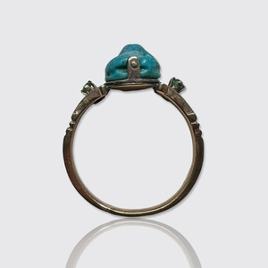 Egyptian Revival Faience Frog Amulet Ring