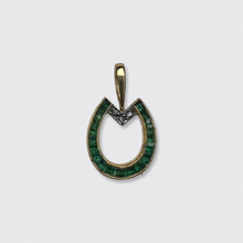 Load image into Gallery viewer, Reversible Emerald / Ruby Horseshoe Pendant