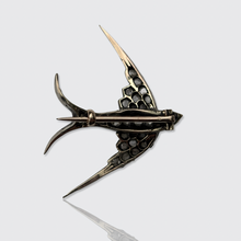 Load image into Gallery viewer, 19th Century Rose-Cut Diamond Soaring Swallow Brooch