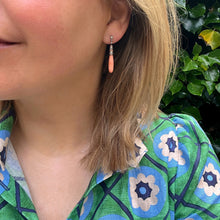 Load image into Gallery viewer, Art Deco Angel Skin Coral Drop Earrings