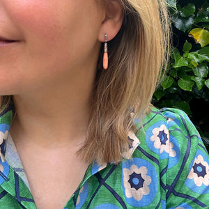 Art Deco Angel Skin Coral Drop Earrings