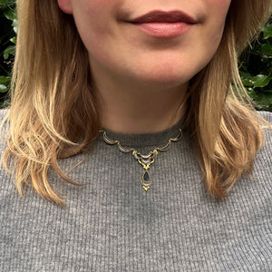 19th Century Gold & Onyx Lavalier Necklace, Vatican Workshop