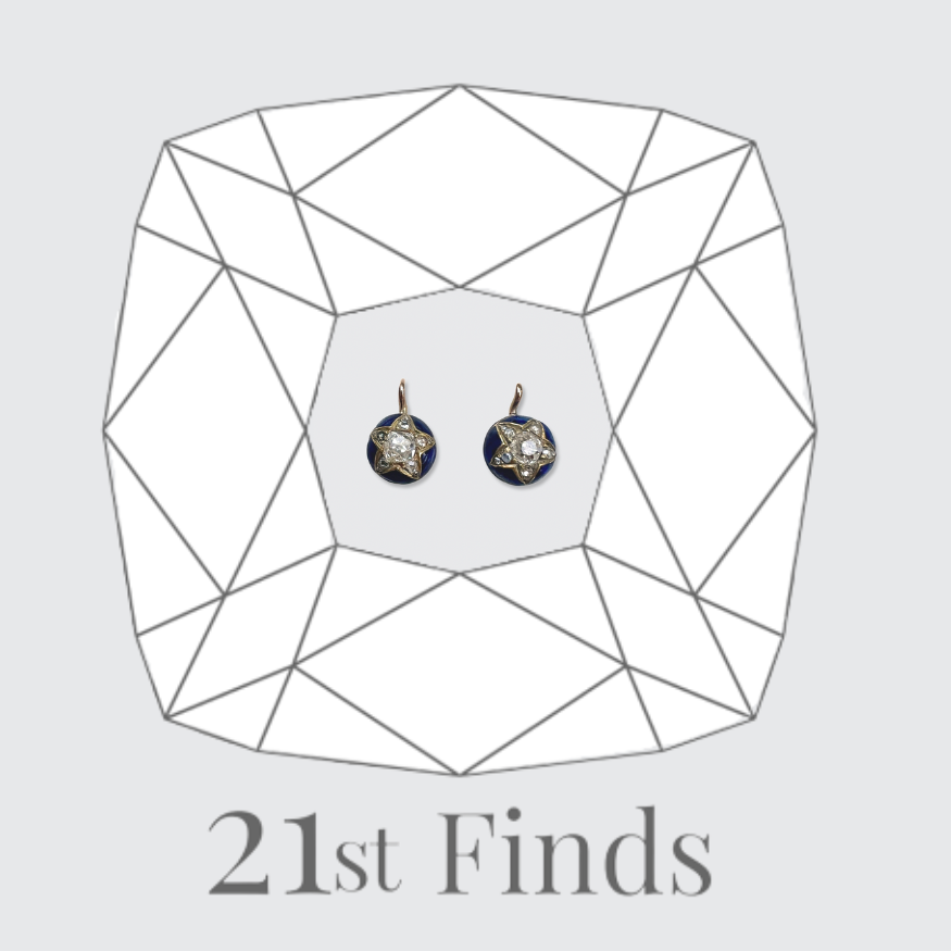Reserved for ‘S’, payment 4/4: Diamond & Blue Enamel Star Earrings