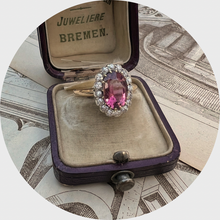 Load image into Gallery viewer, Victorian Pink Tourmaline &amp; Diamond Cluster Ring
