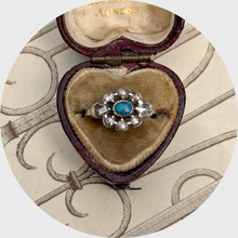Load image into Gallery viewer, 19th Century Turquoise &amp; Rose-Cut Diamond Cluster Ring