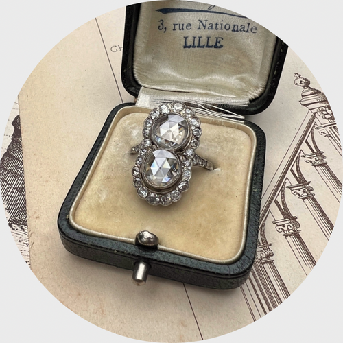 Double Rose-Cut Diamond Cluster Ring