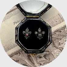 Load image into Gallery viewer, Ruby &amp; Diamond Fleur de Lis Earring, Stickpin Conversion