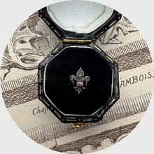 Load image into Gallery viewer, Ruby &amp; Diamond Fleur de Lis Earring, Stickpin Conversion