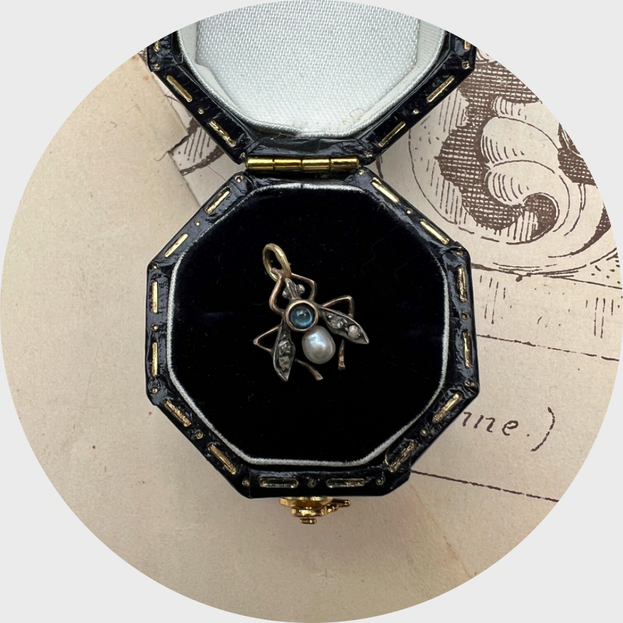Diamond, Pearl & Sapphire Fly Pendant, Stickpin Conversion